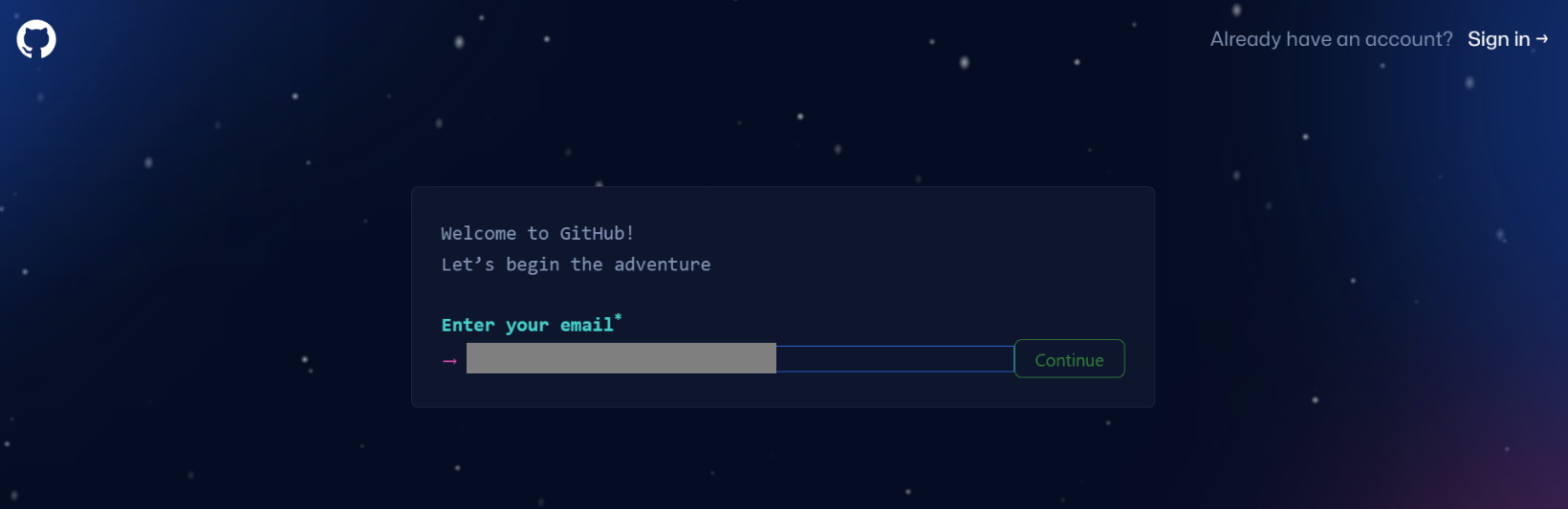Github のトップ画面