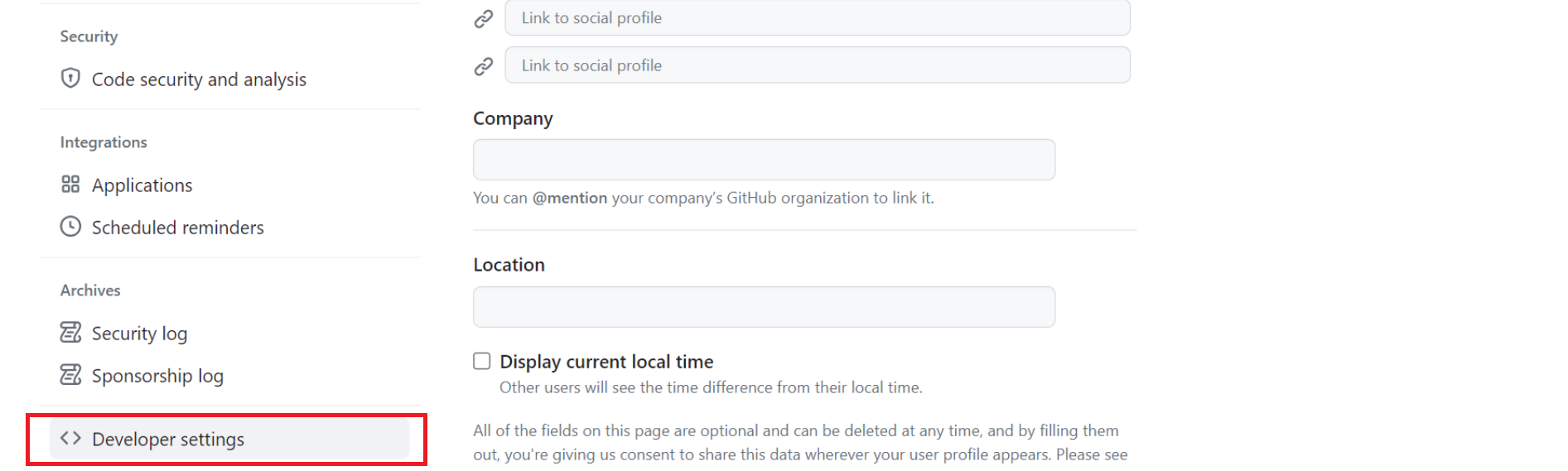 <>Developer settings