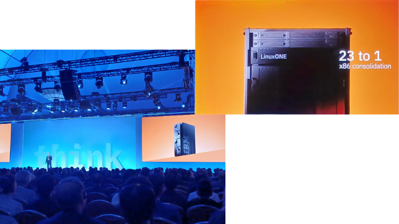 LinuxONE 5 発表時、LinuxONE 5 の画面